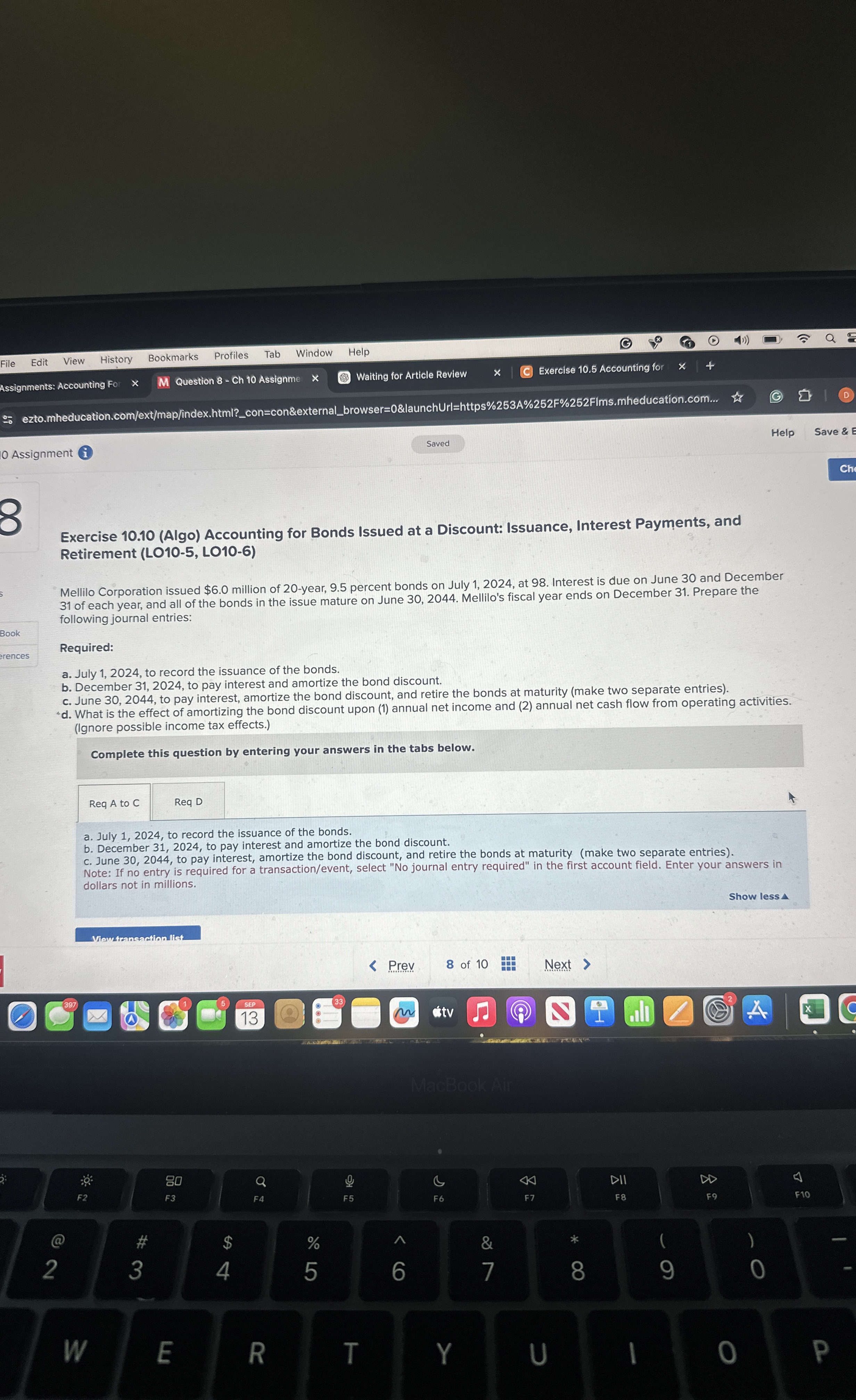  Exercise 10.10(Algo) Accounting for Bonds Issued at a Discount: Issuance, Interest