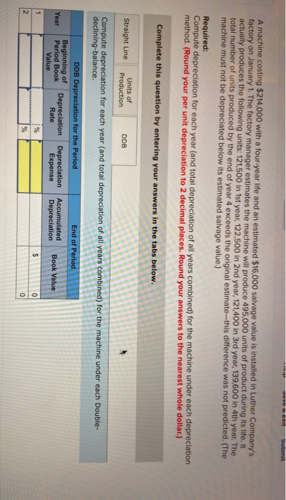 help help help help O EKIT Submit A machine costing $214,000 with