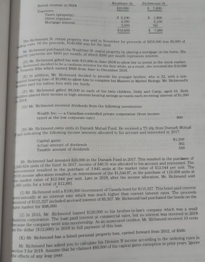 Federal Income Taxation in Canada. can you please help me solve showing