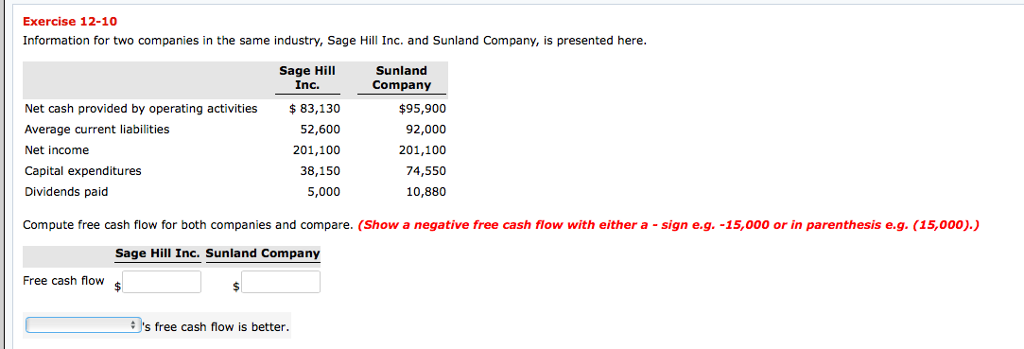 Please solve this problem Exercise 12-10 Information for two companies in the