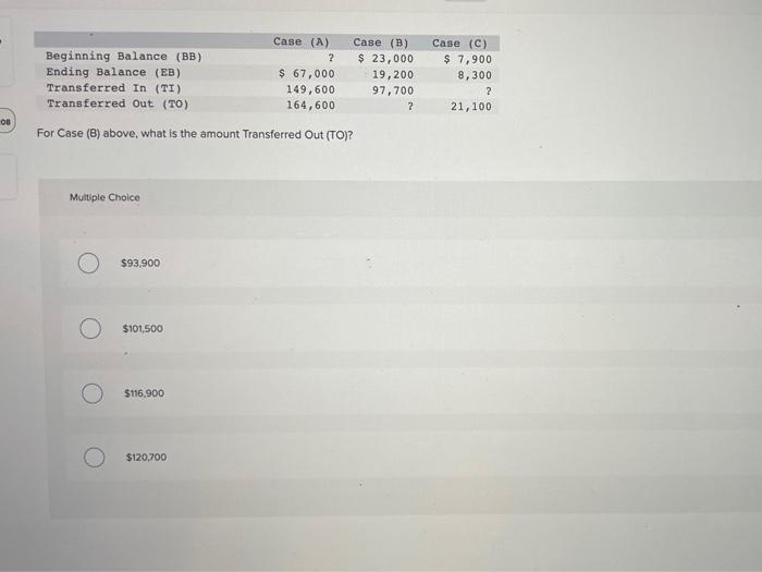 what is the Beginning Balance (BB)? Multple Choce 552,000 582.900 567000 s97e00