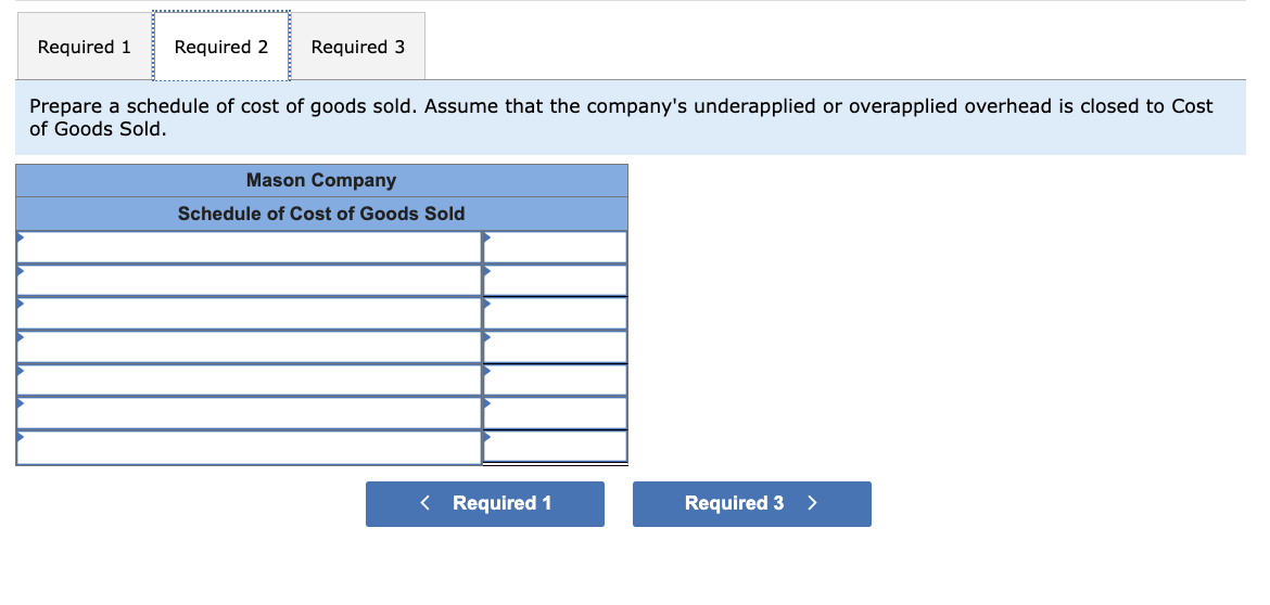 of goods manufactured. Assume all raw materials used in production were direct