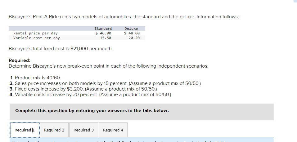 All but number 2 are correct please do number 2 Biscaynes Rent-A-Ride