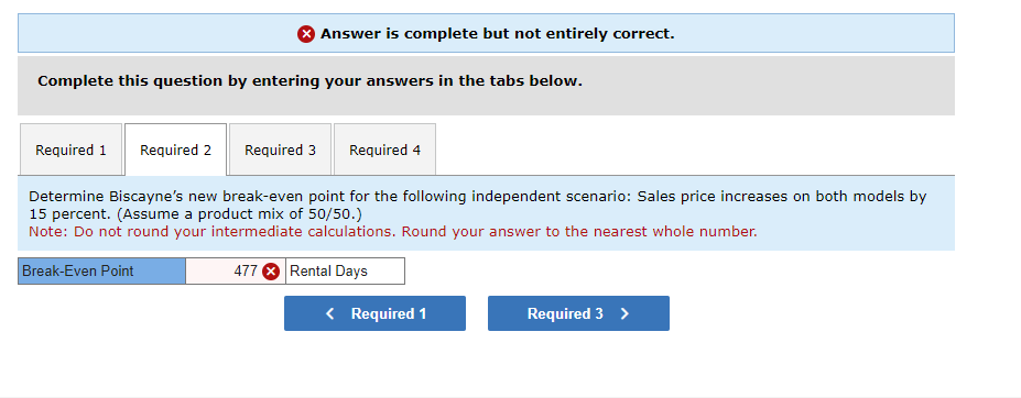 scenarios: Product mix is 40/60. Sales price increases on both models by