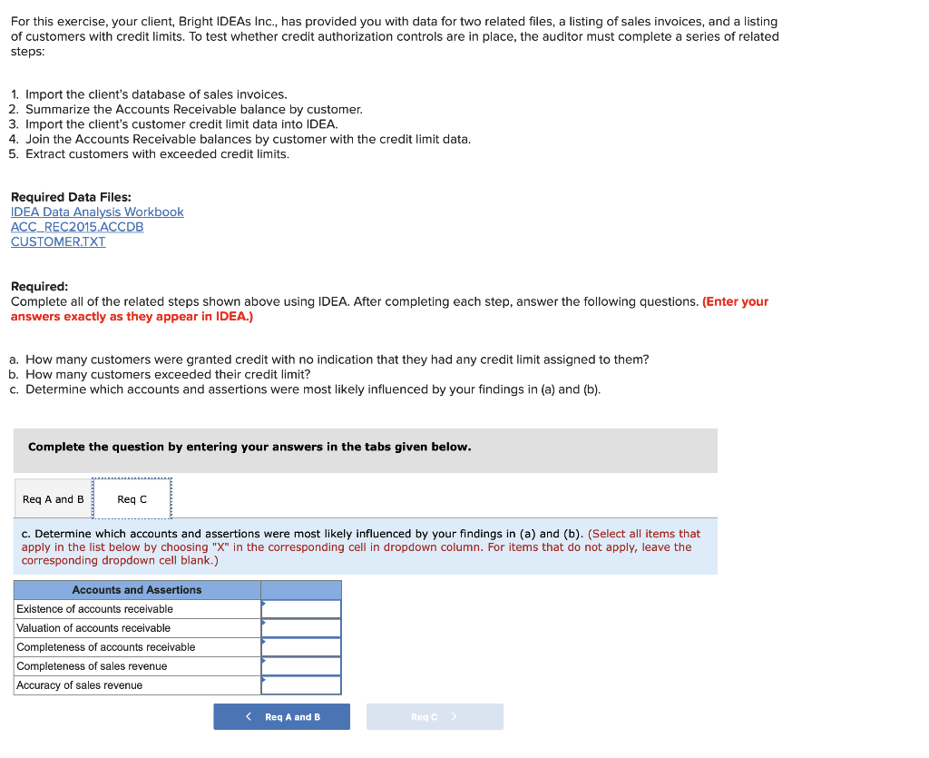 For this exercise, your client, Bright IDEAs Inc., has provided you
