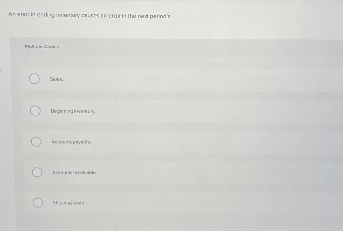 An error in ending inventory causes an error in the next