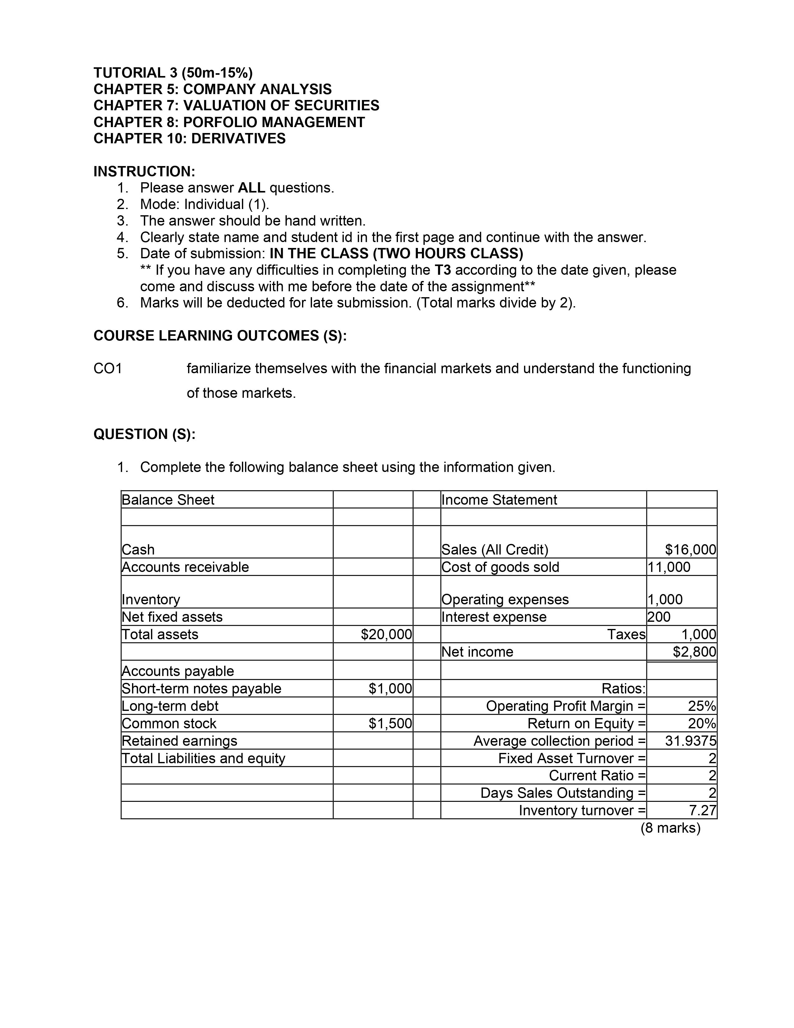  TUTORIAL 3(50m-15%) Nemo Technologies was founded 10 years ago. It has