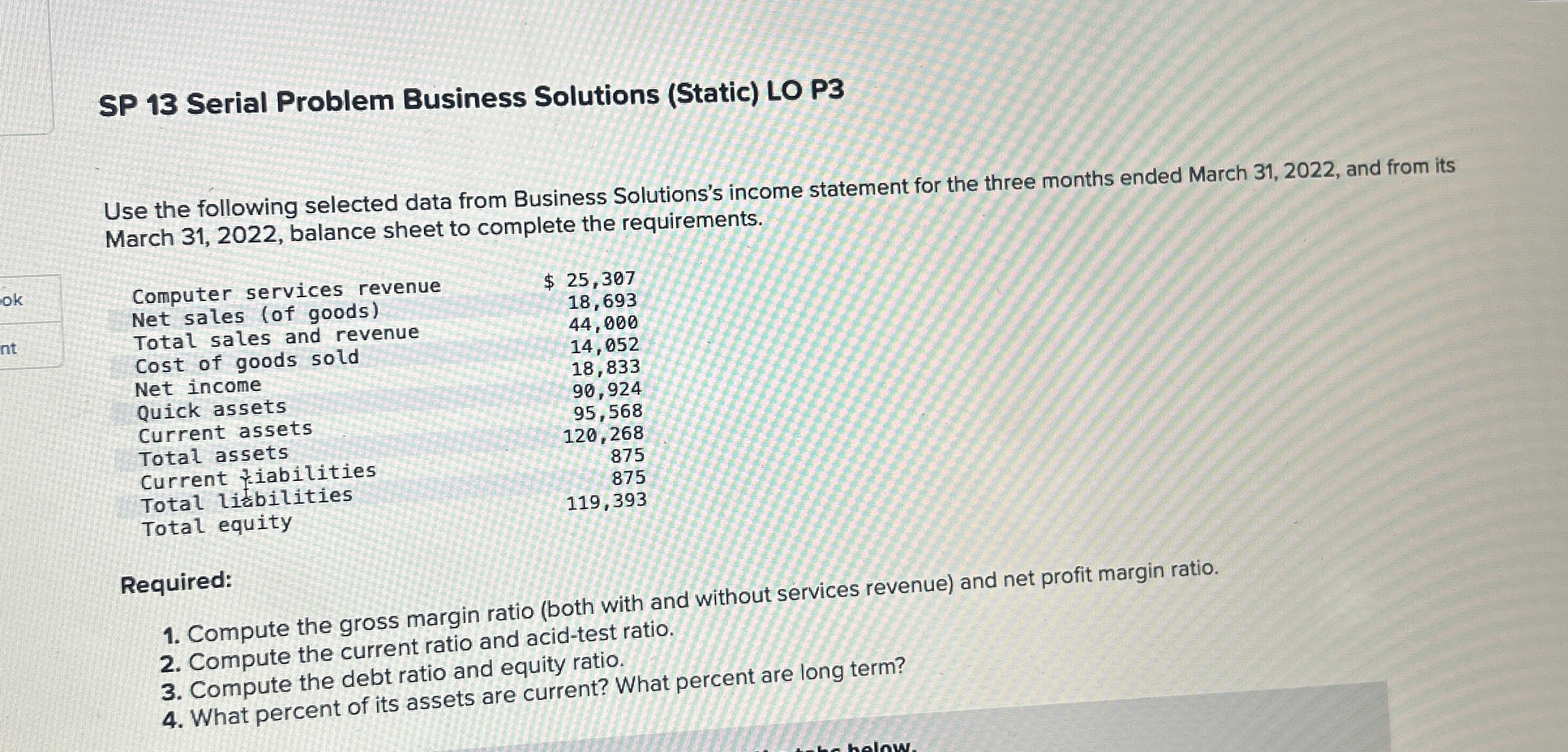  SP 13 Serial Problem Business Solutions (Static) LO P3 Use the