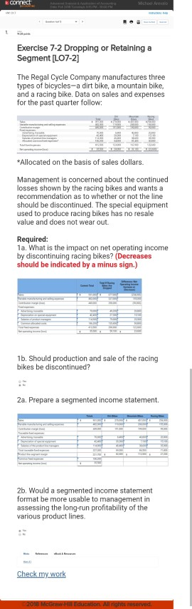  connect Exercise 7-2 Dropping or Retaining a Segment LO7-2] The Regal