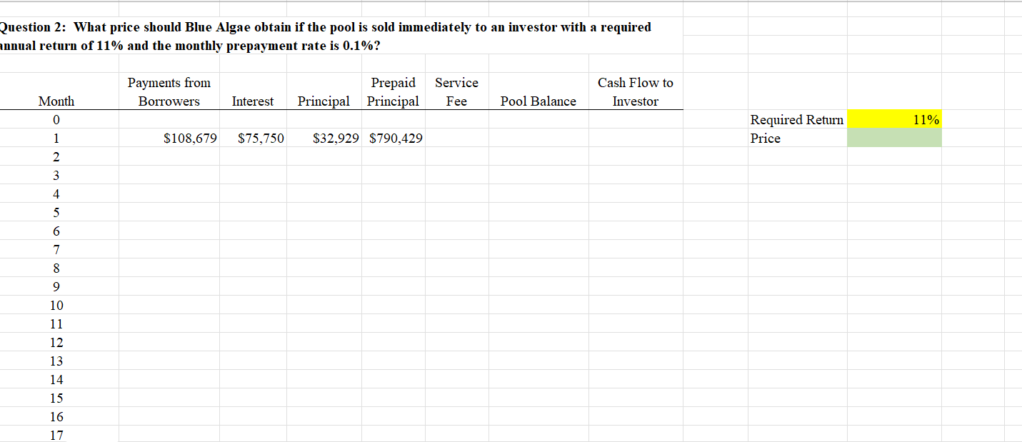Ansewer using excel formulas only. PLEASE ANSWER QUESTION 2 Question 2: What