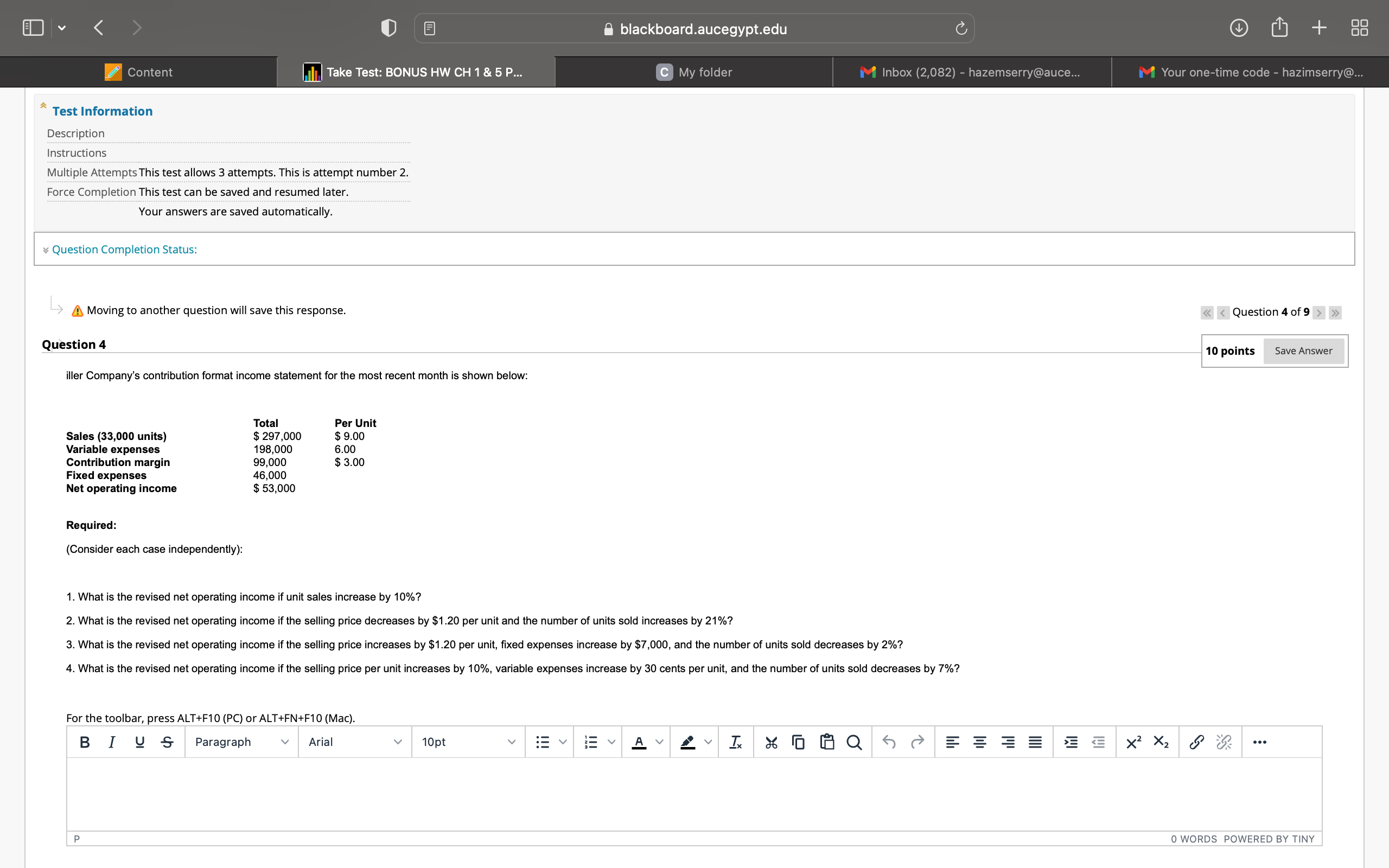  Test Information Description Instructions Multiple Attempts This test allows 3 attempts.