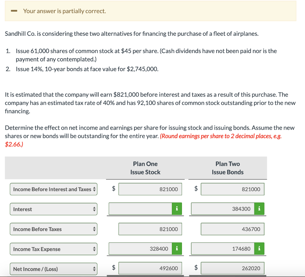 - Your answer is partially correct. Sandhill Co. is considering these