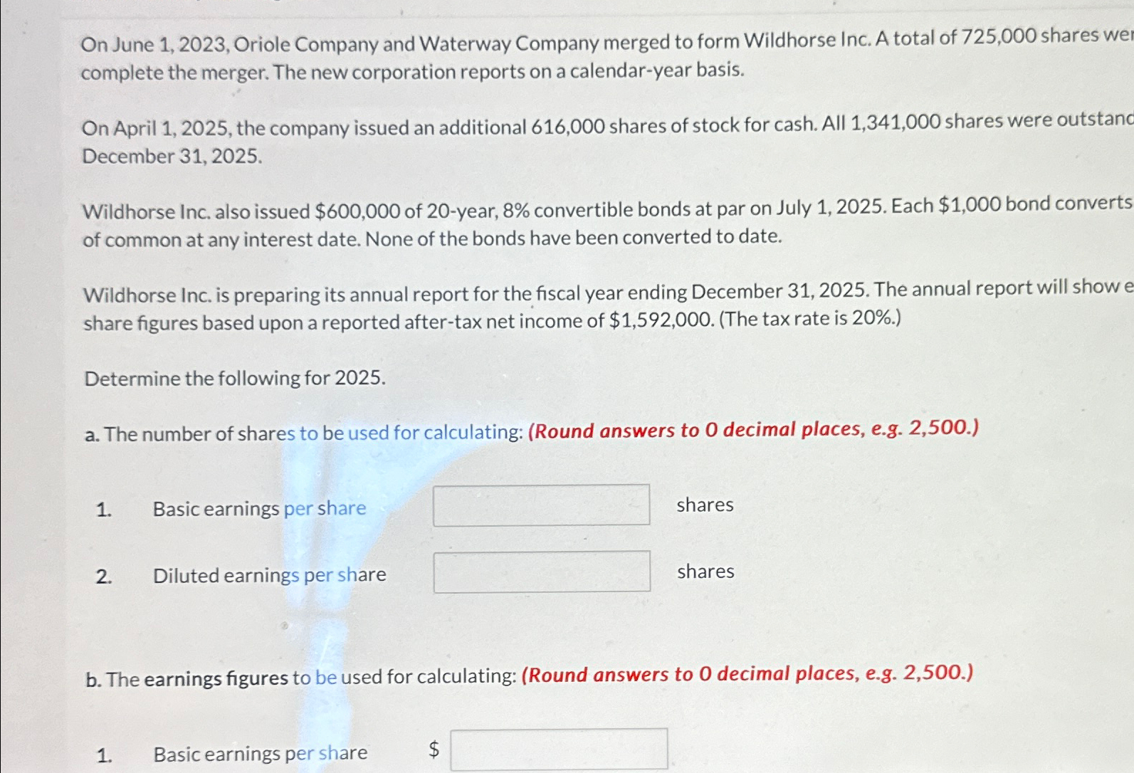  On June 1,2023, Oriole Company and Waterway Company merged to form