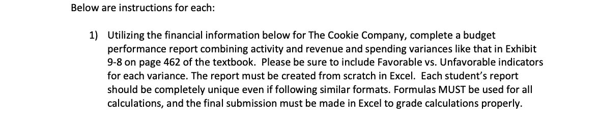  elow are instructions for each: 1) Utilizing the financial information below