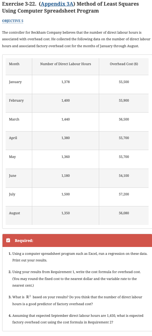  Using Computer Spreadsheet Program OBJECTIVE 5 The controller for Beckham Company