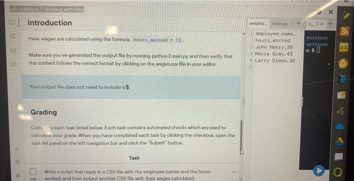 Road in a CSV tile with the employoe names and the hours