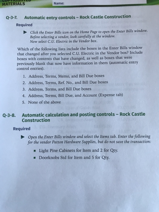 E-materials located at www.armonddaltonresources.com. PART I-QUESTIONS Maintenance Q-3-1. Waren Sports Supply Required
