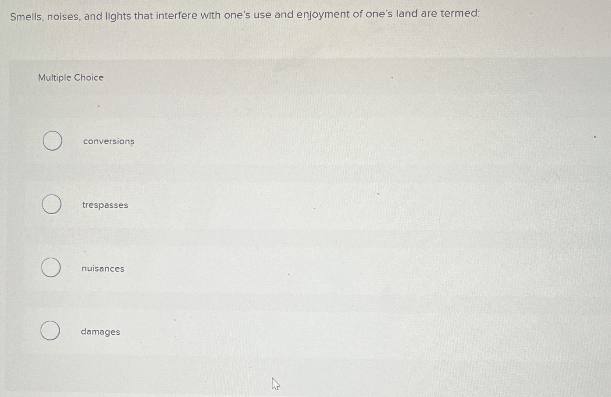  Smells, noises, and lights that interfere with one's use and enjoyment