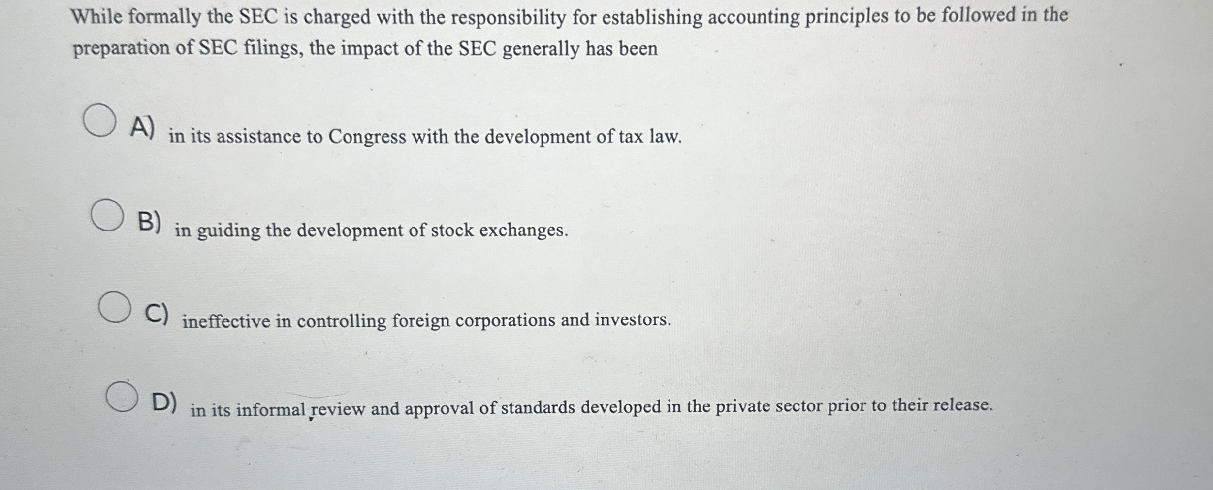  While formally the SEC is charged with the responsibility for establishing