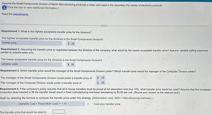  pls help will thumbs up! Assume the Small Components Division of