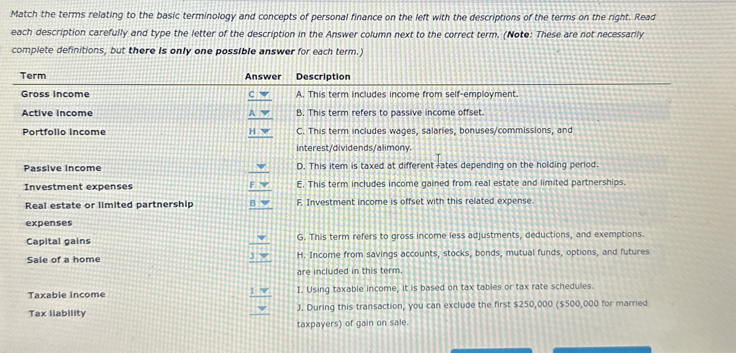  Match the terms relating to the basic terminology and concepts of