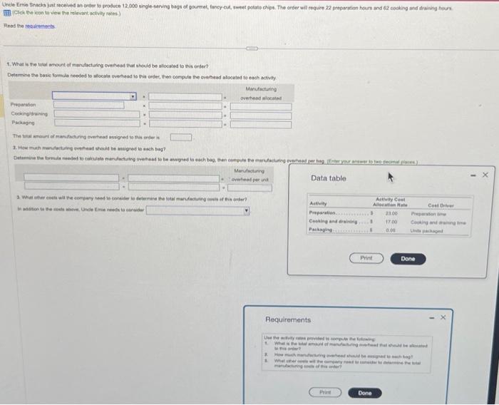  Renat he reavicenters. Data table Requirements