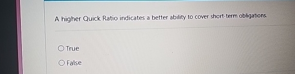  A higher Quick Ratio indicates a better ability to cover short-term