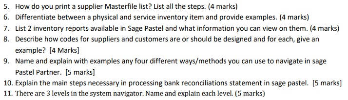 5. How do you print a supplier Masterfile list? List all