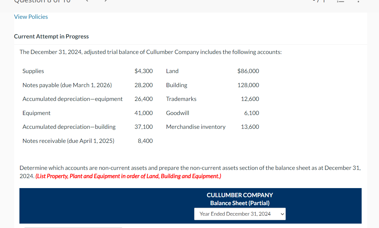 Current Attempt in Progress The December 31, 2024, adjusted trial balance
