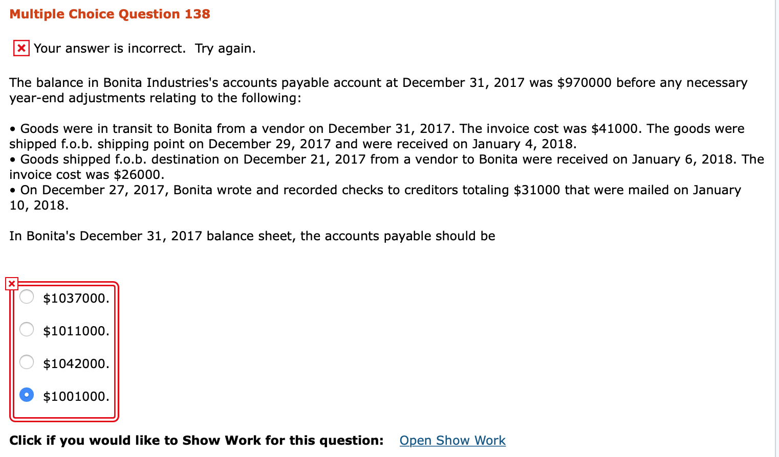 costing its inventory two years ago. The ending inventory for the past