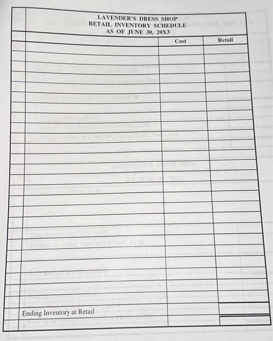 its merchandise inventory. To prepare the store's financial statements at June 30,203,