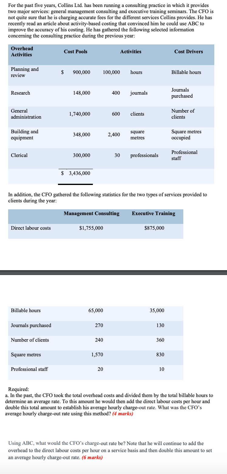 answer the question For the past five years, Collins Ltd. has been