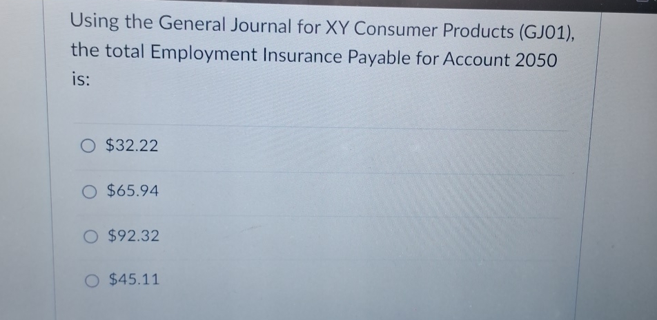  Using the General Journal for XY Consumer Products (GJ01), the total