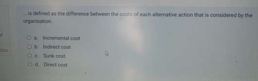  ... is defined as the difference between the costs of each