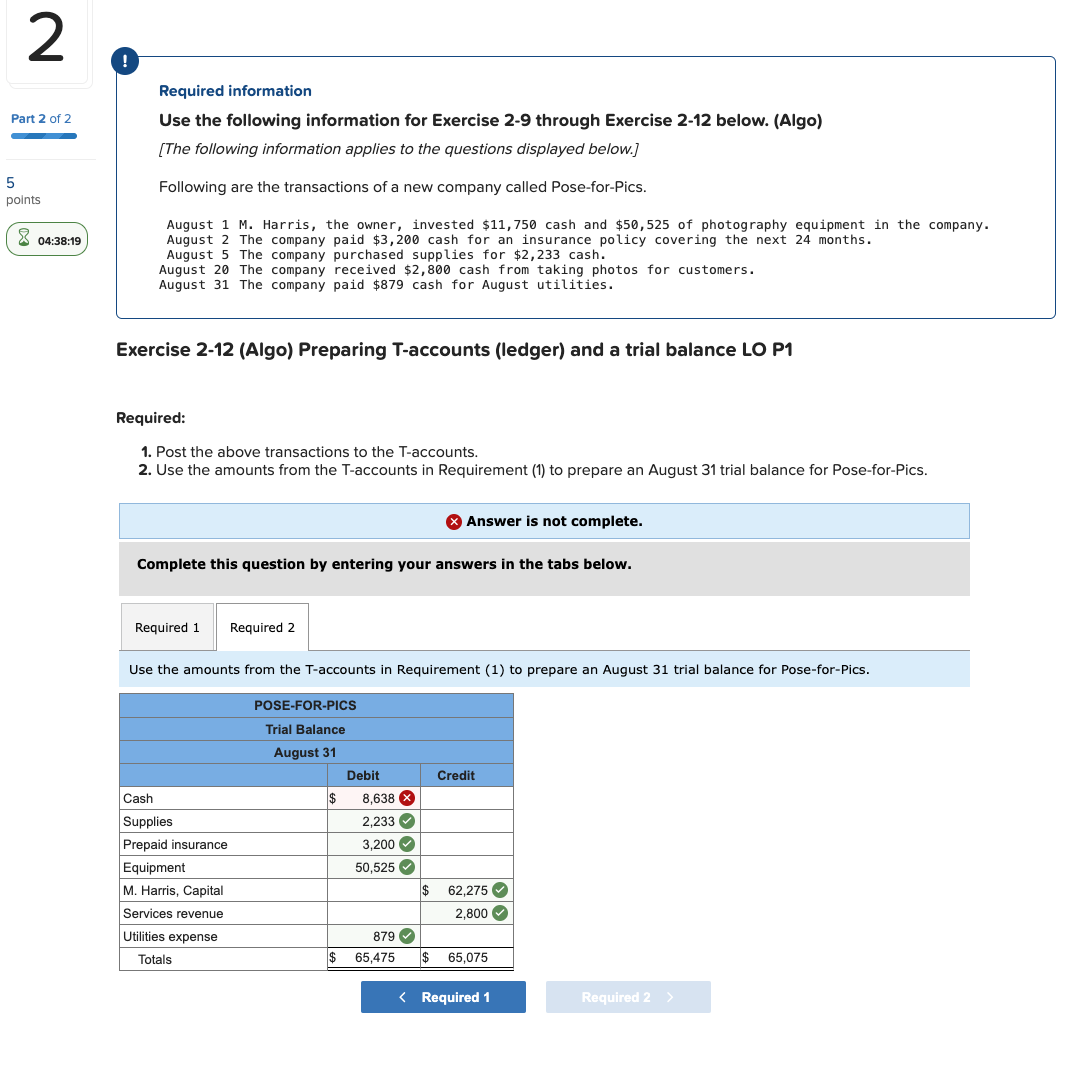  Required information Use the following information for Exercise 2-9 through Exercise
