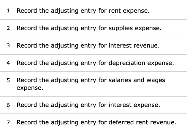 adjusting entry for supplies expense. 3 Record the adjusting entry for interest