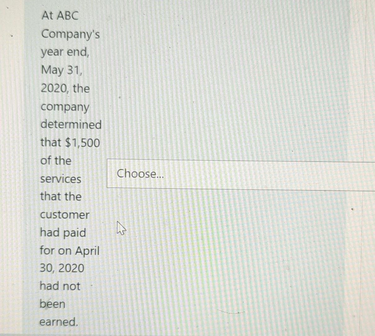 the above (options are the same for every question) ABC Company uses