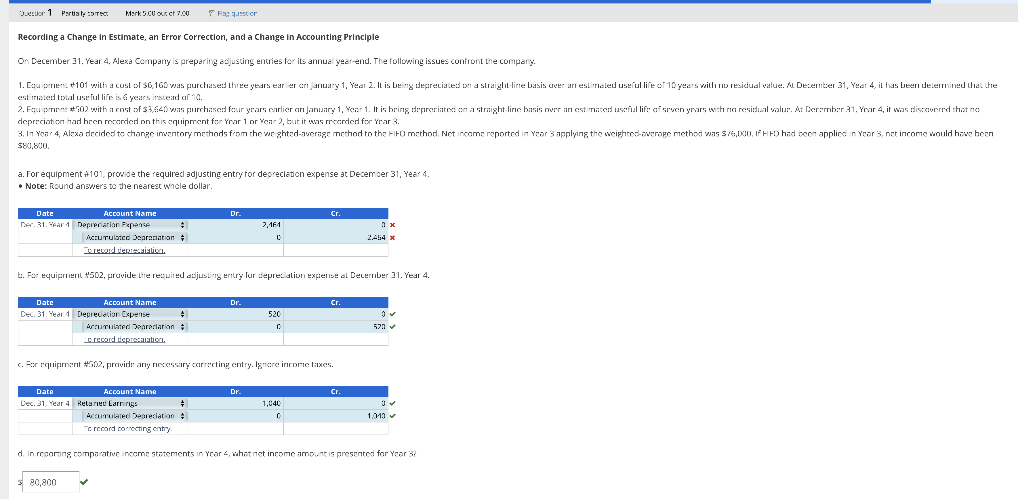  Recording a Change in Estimate, an Error Correction, and a Change