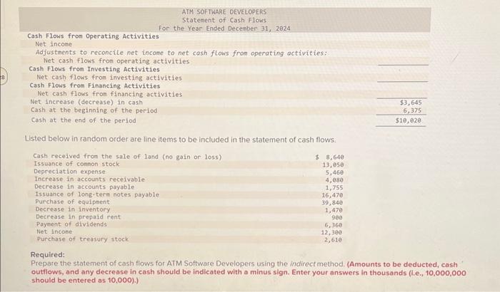 help Listed below in random order are line items to be included