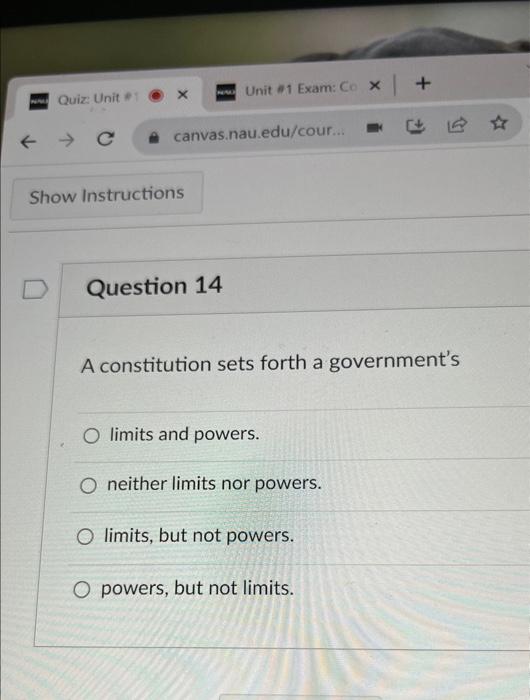  A constitution sets forth a government's limits and powers. neither limits