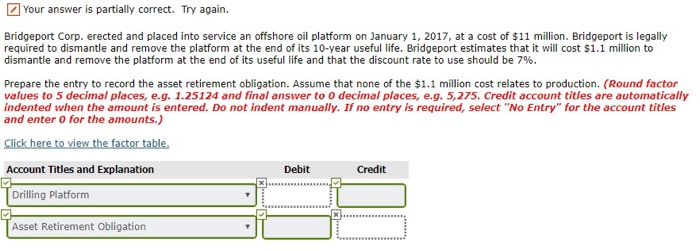  Your answer is partially correct. Try again. Bridgeport Corp. erected and
