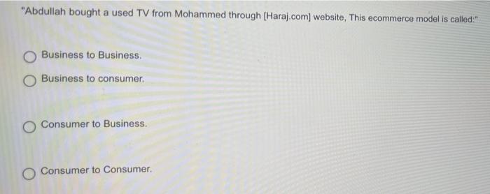 "Abdullah bought a used TV from Mohammed through [Haraj.com] website, This