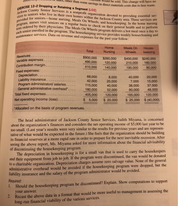  other t e ould be sold. This change will have no