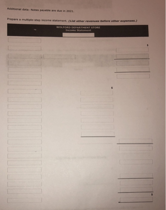 them Question 2 Wolford Department Store is located in midtown Metropolis. During