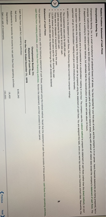  please show all steps Mastery Problem Statement of Cash Flows Championship