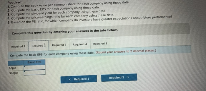 company using these data. 2. Compute the basic EPS for each company