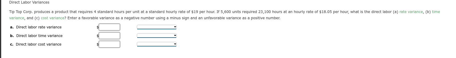 favorable variance as a negative number using a minus sign and an