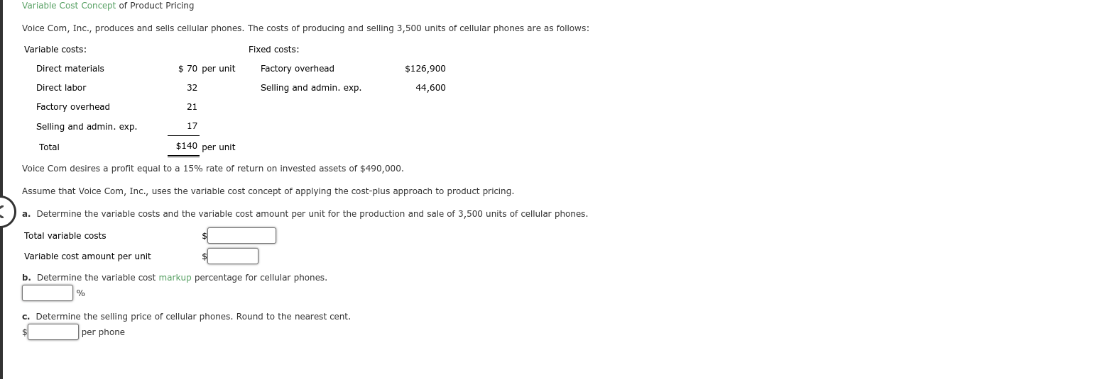 variance as a positive number. $ and $17 fixed cost. The desired