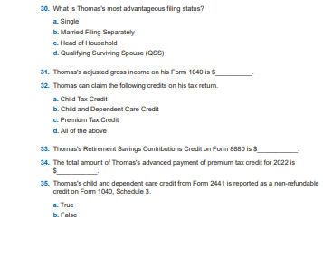 and all appropriate forms, schedules, or worksheets. Answer the questions folowing the