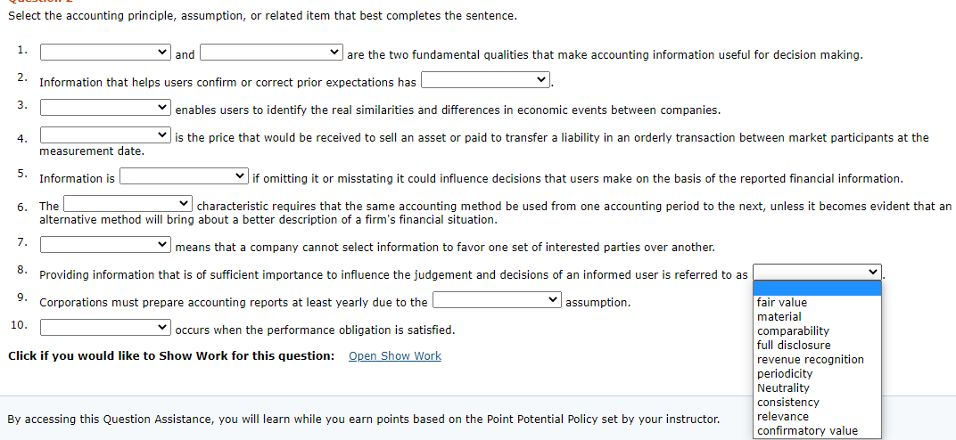 All questions have the same choices as shown below. Select the